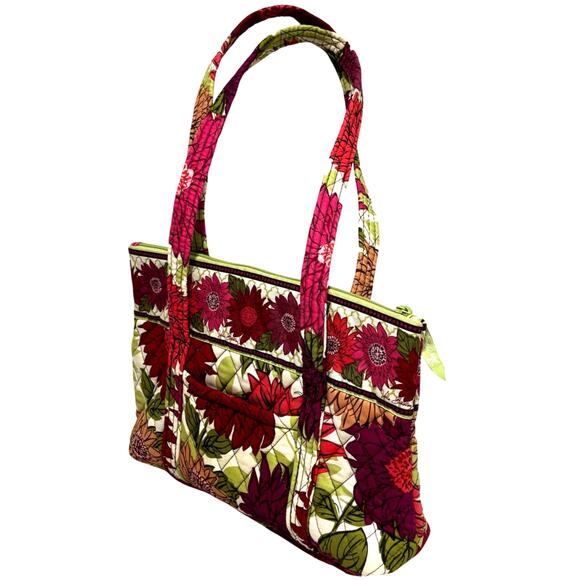 Vera Bradley Purse Quilted Cotton pink green floral double straps shoulder bag - Picture 3 of 10